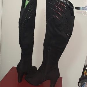 New suede black over knee boots